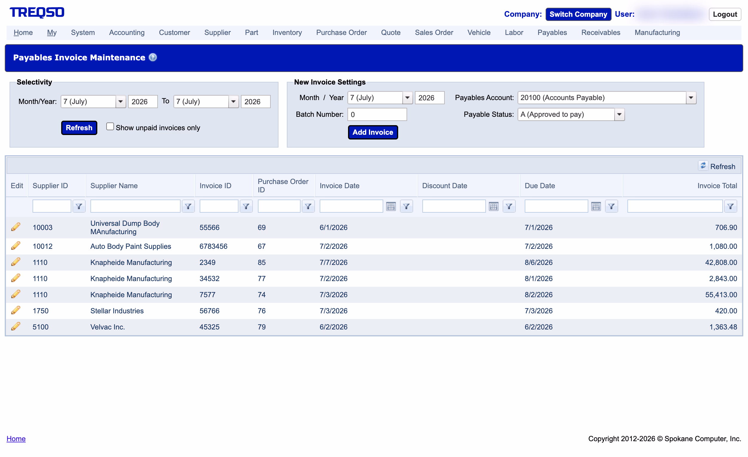 Accounts Payable Module screenshot